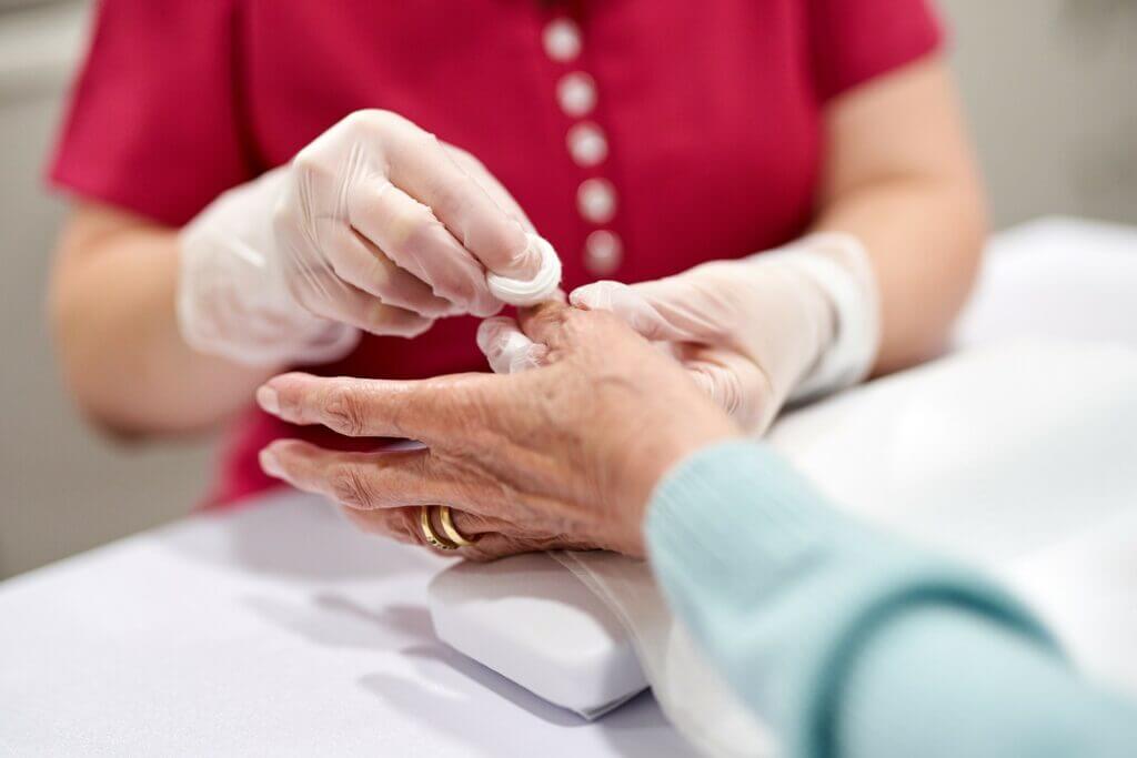 Lady getting nails done